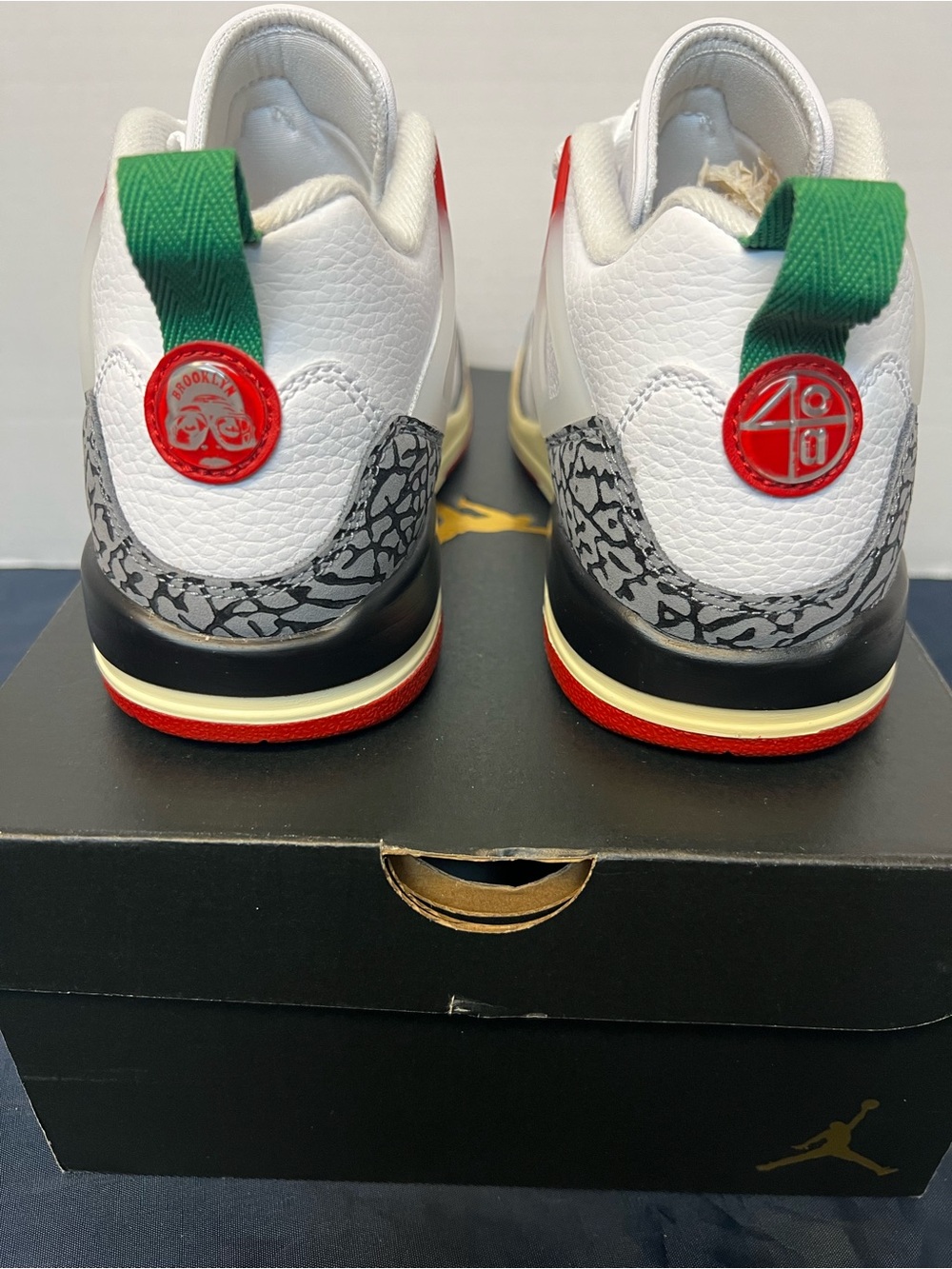 Jordan White, Red & Green Men's Basketball Sneakers - Picture 7 of 7